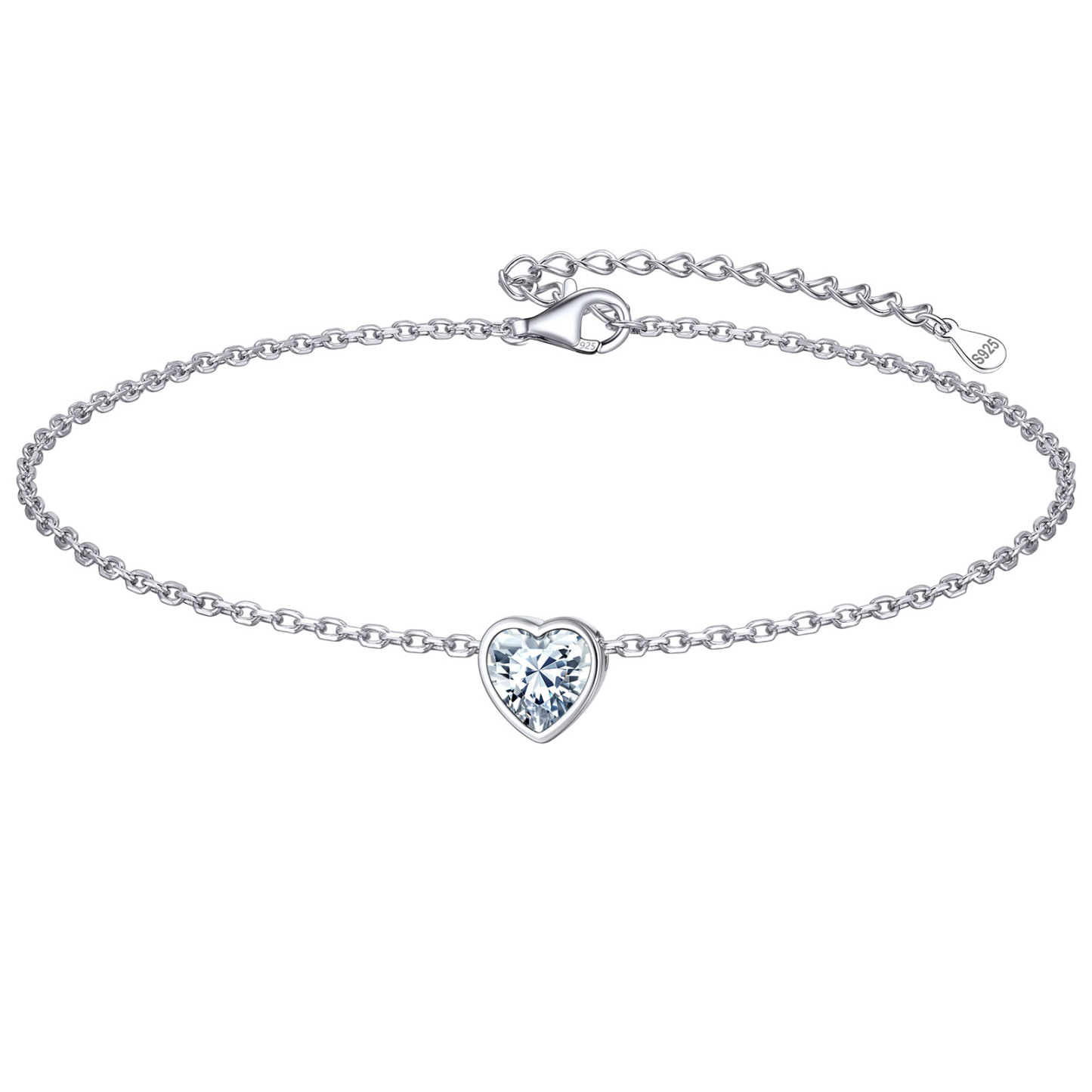 Bride Heart Birthstone Wedding Anklets