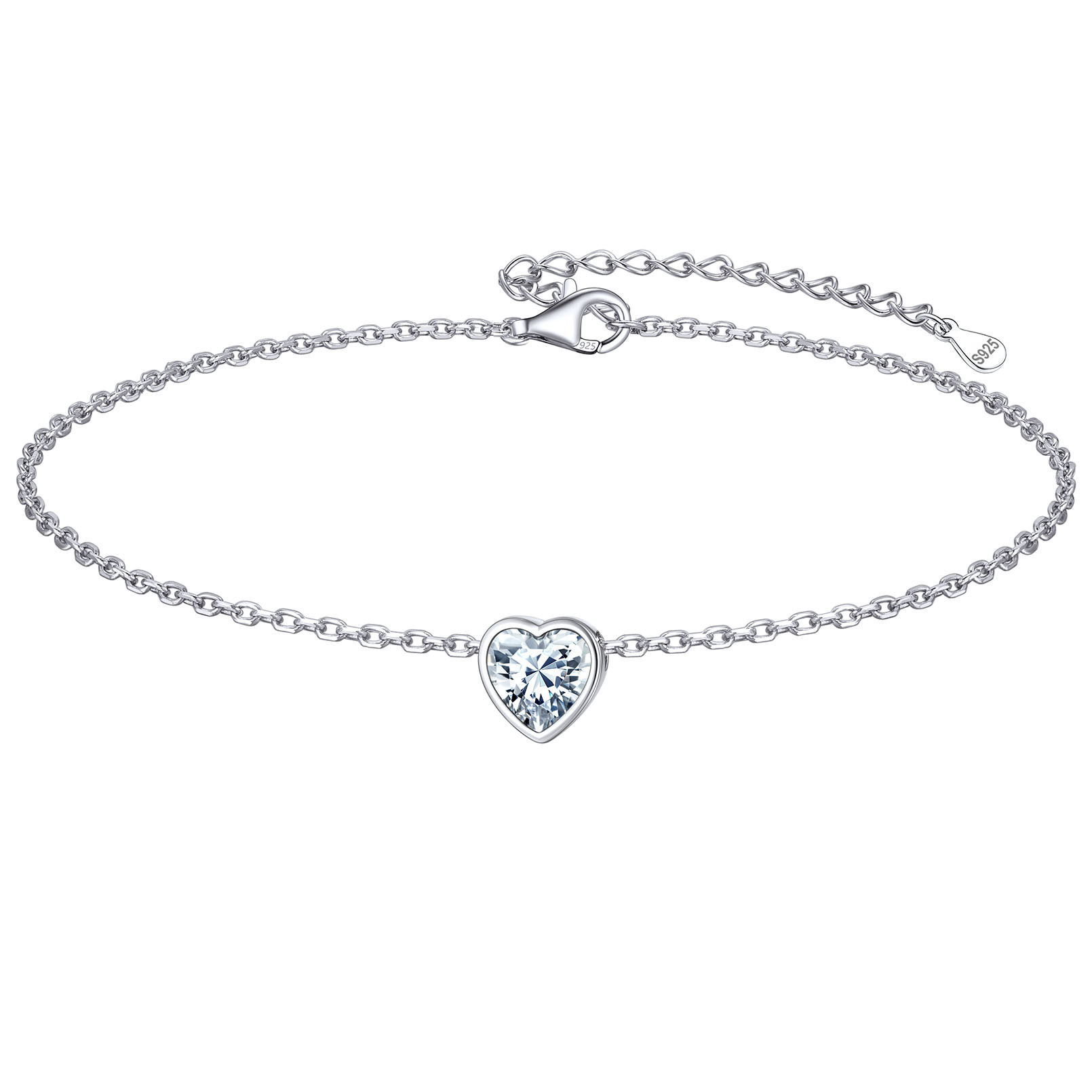 Bride Heart Birthstone Wedding Anklets