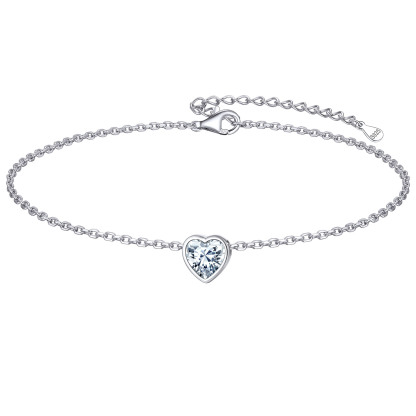 Bride Heart Birthstone Wedding Anklets