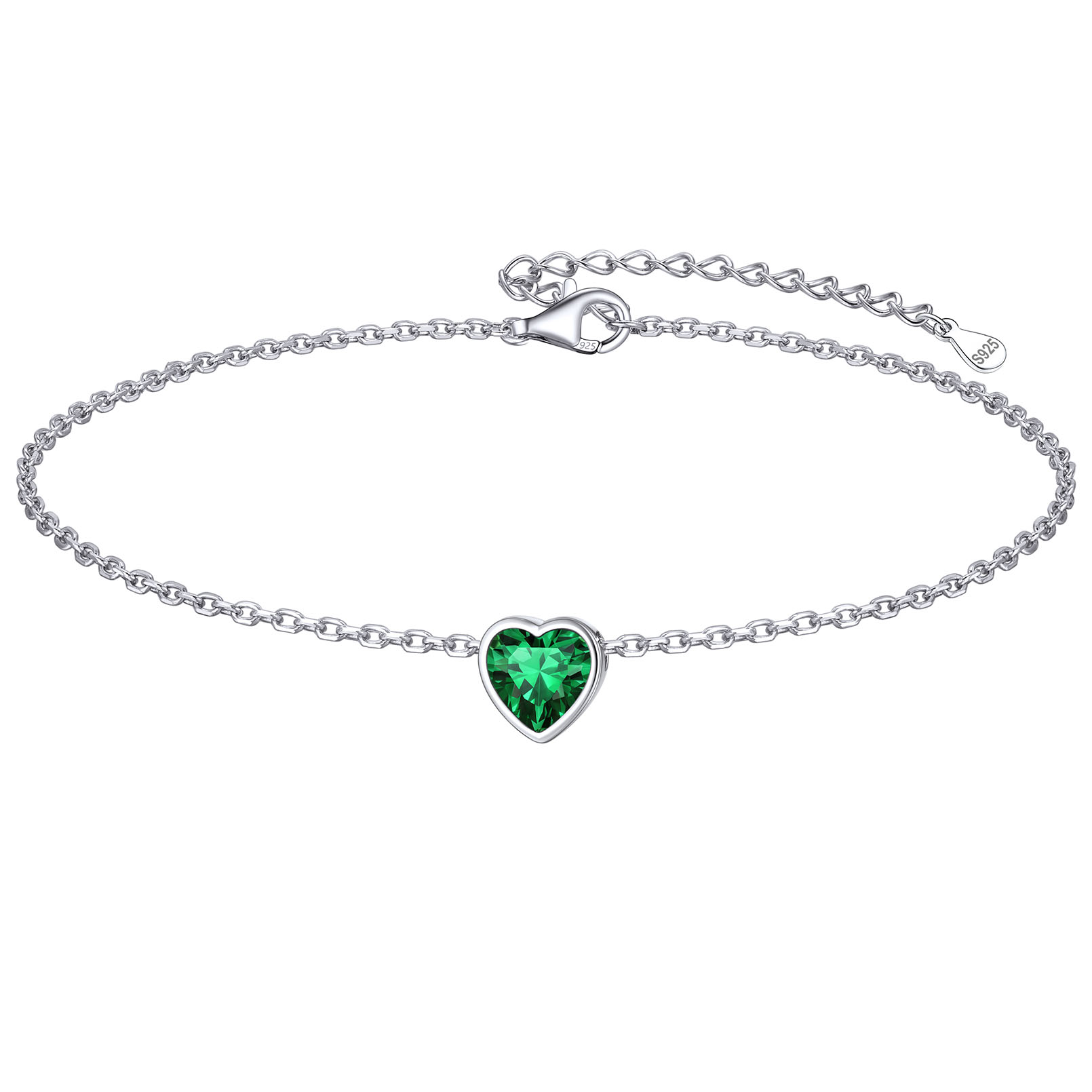 Bride Heart Birthstone Wedding Anklets