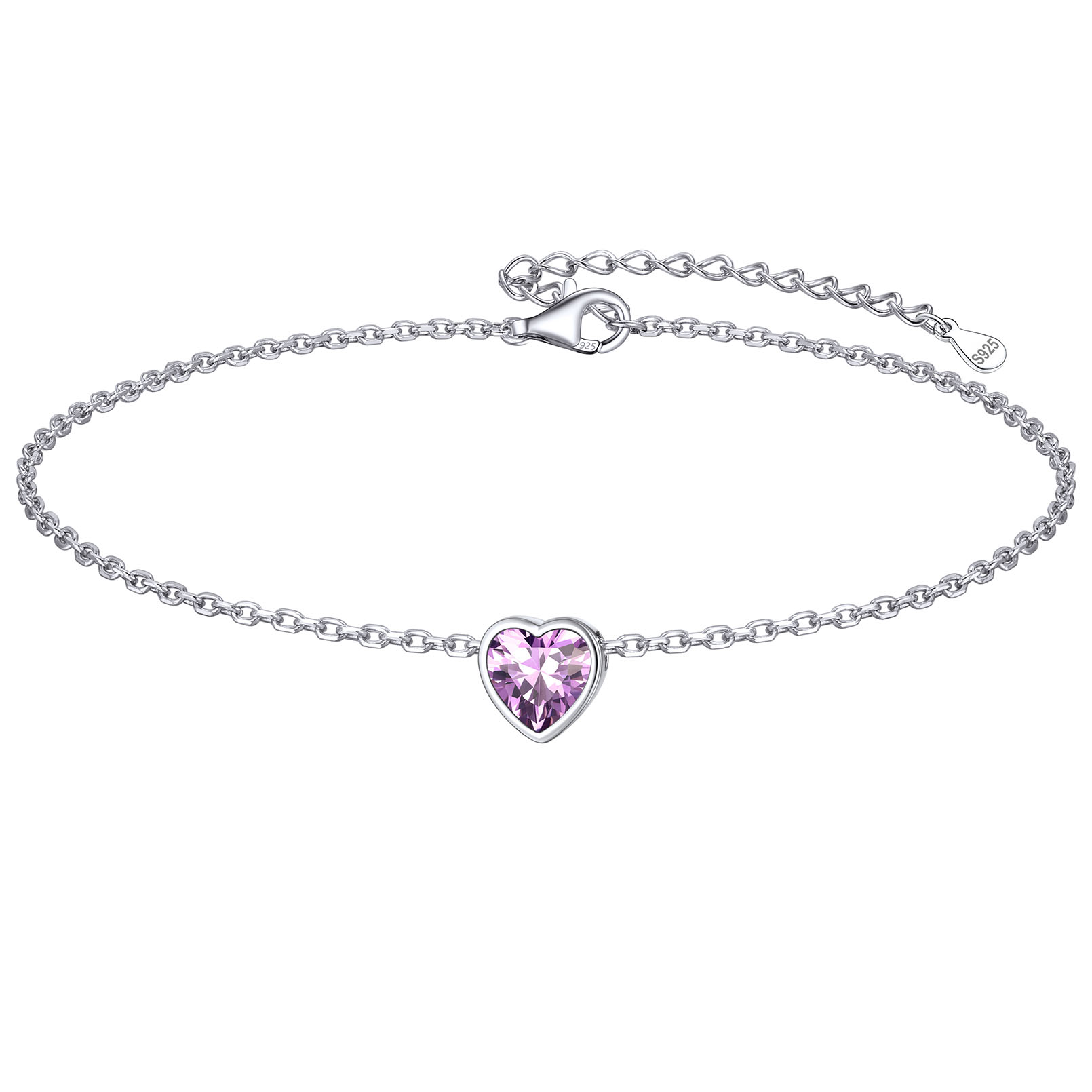 Bride Heart Birthstone Wedding Anklets