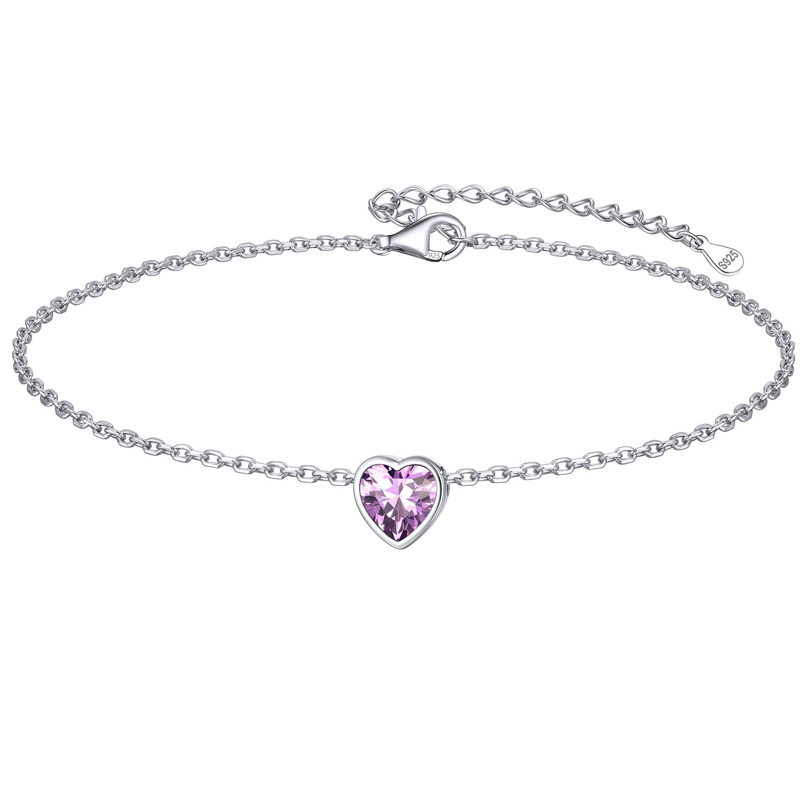 Bride Heart Birthstone Wedding Anklets