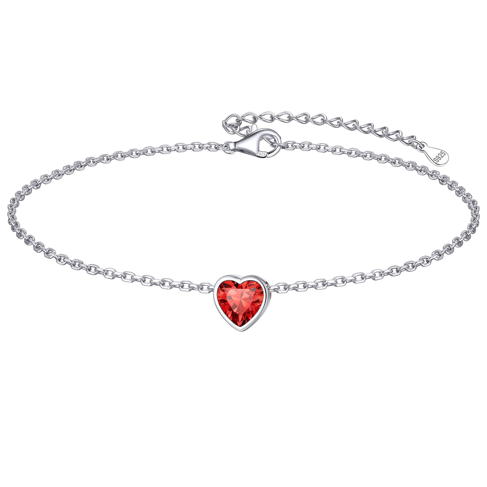 Bride Heart Birthstone Wedding Anklets