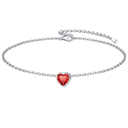 Bride Heart Birthstone Wedding Anklets