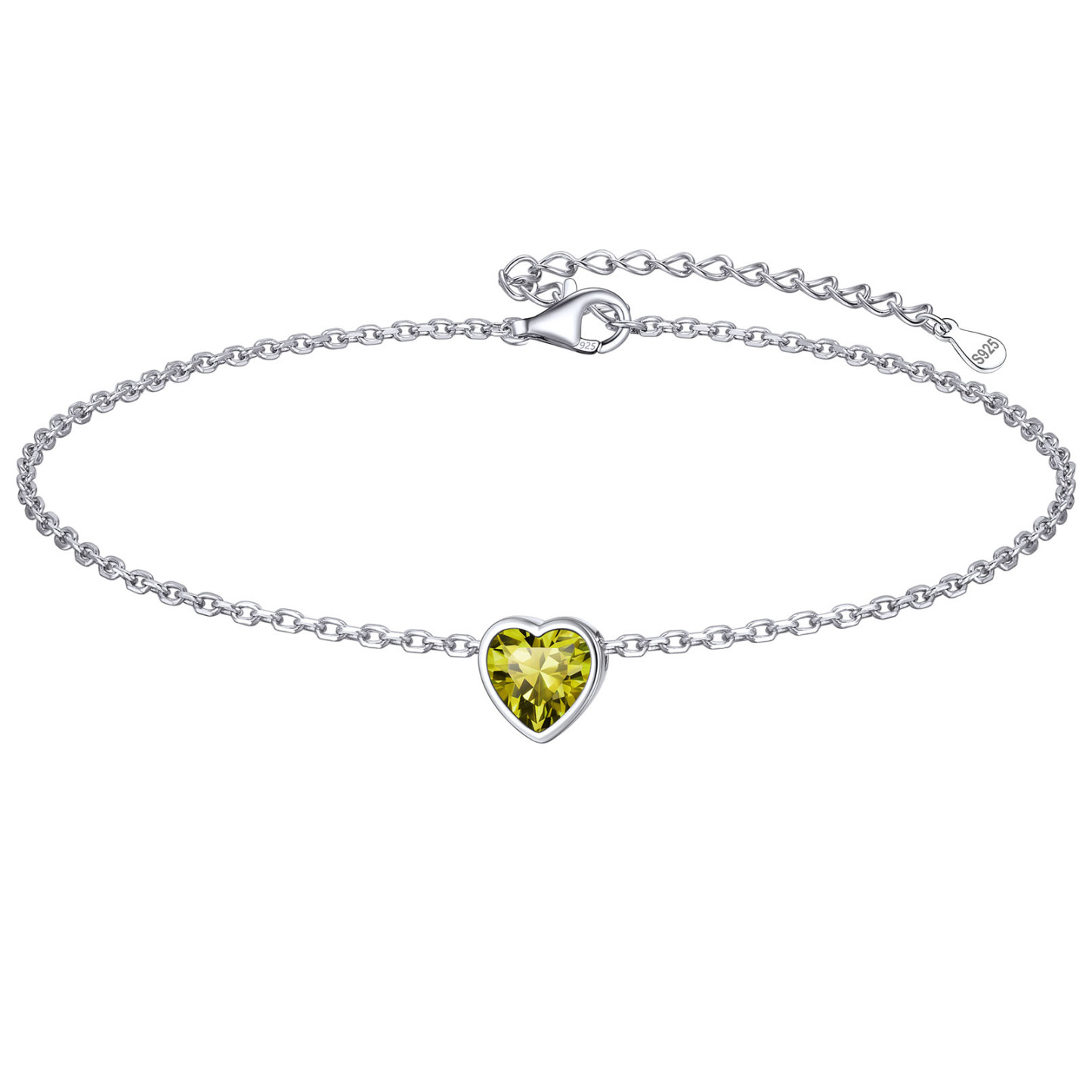 Bride Heart Birthstone Wedding Anklets