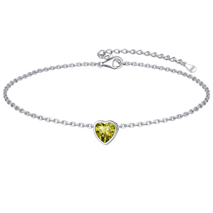 Bride Heart Birthstone Wedding Anklets