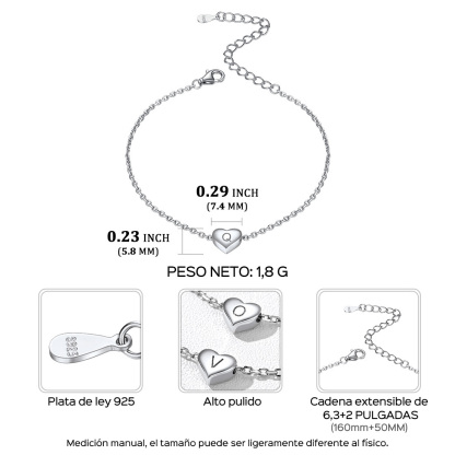 Heart Initial Charm Bracelet