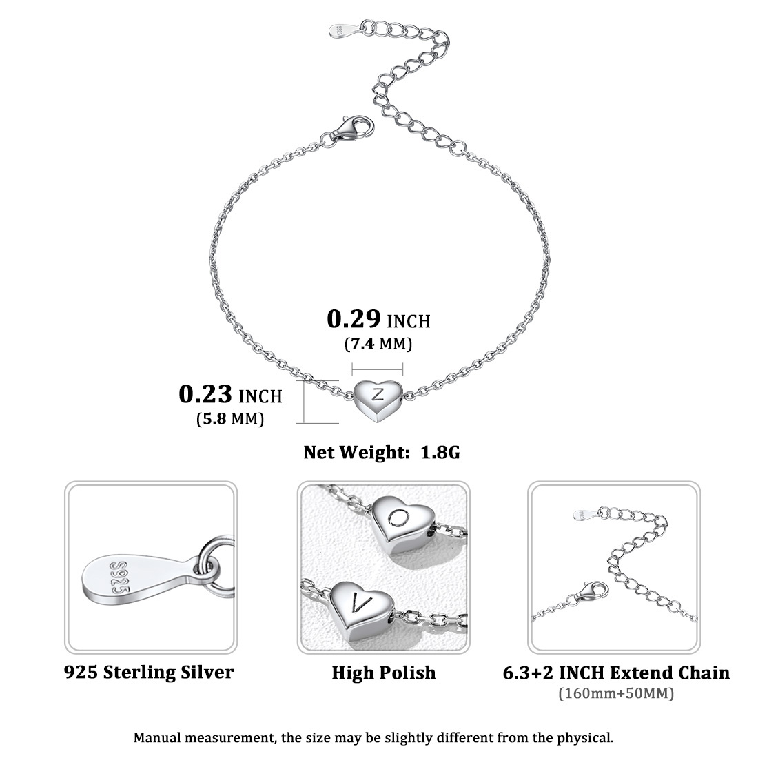 Letter Heart Shaped Chain Anklet