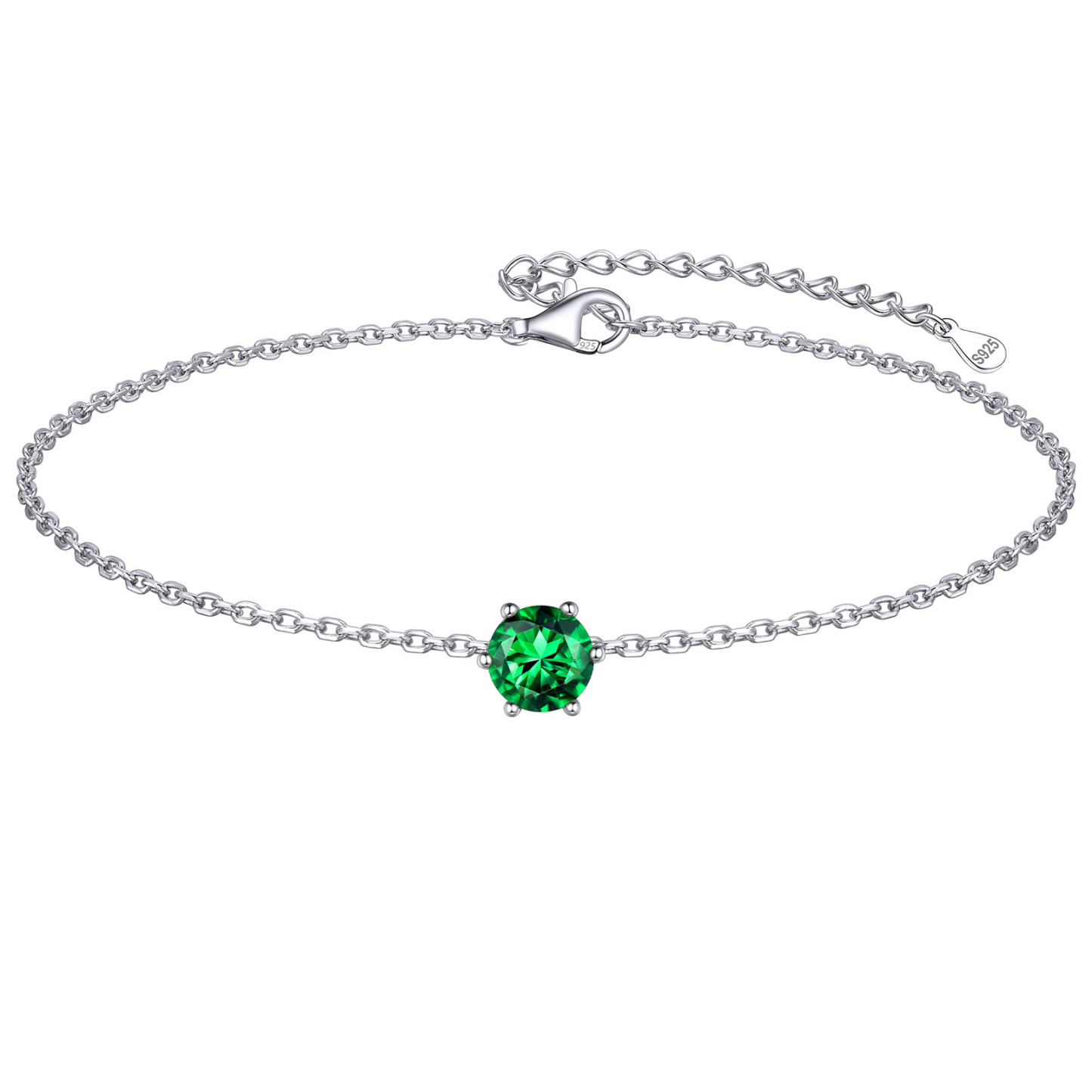 Simple Dainty Round Birthstone Ankle