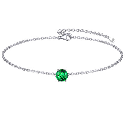 Simple Dainty Round Birthstone Ankle