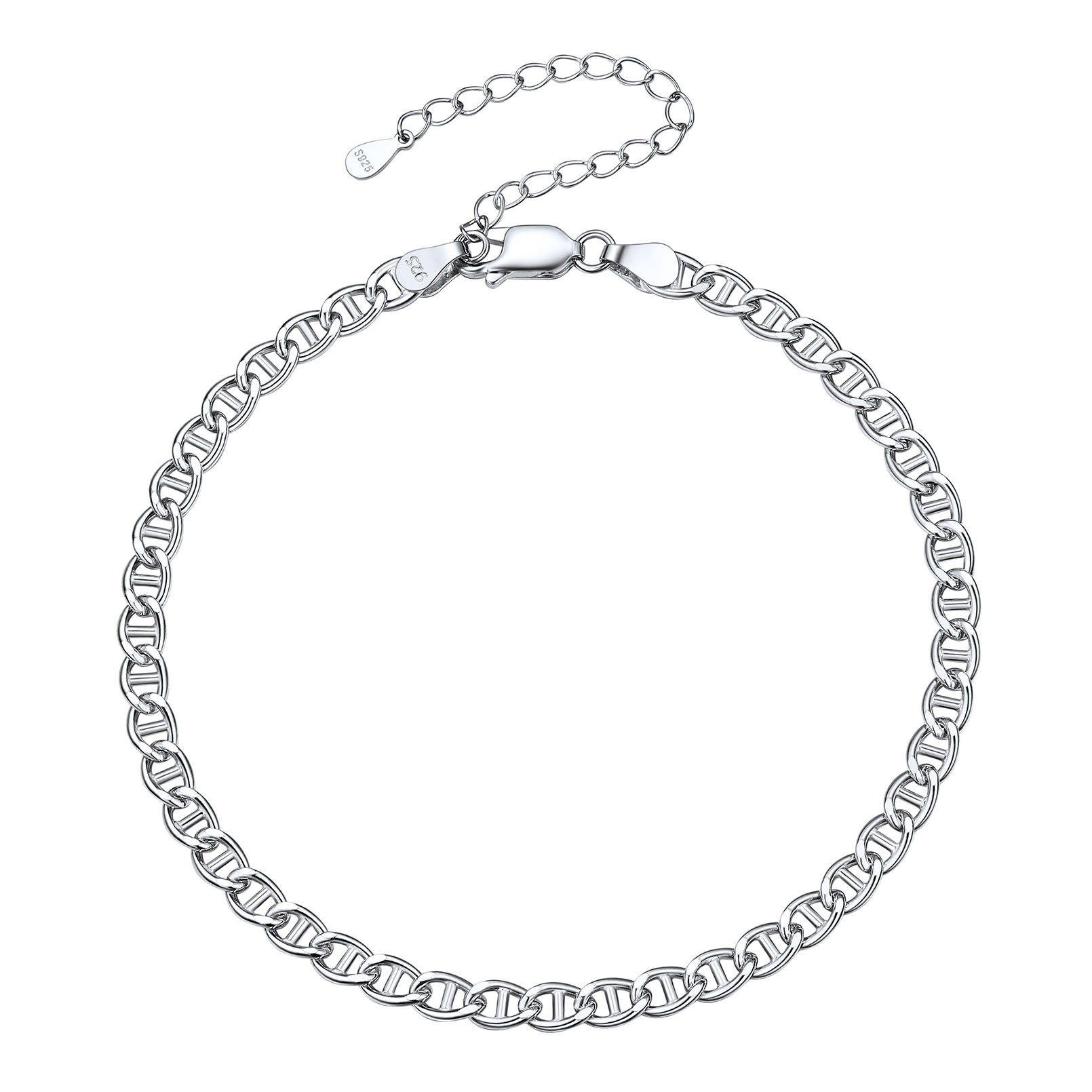 Mariner chain necklace with classic links on white background