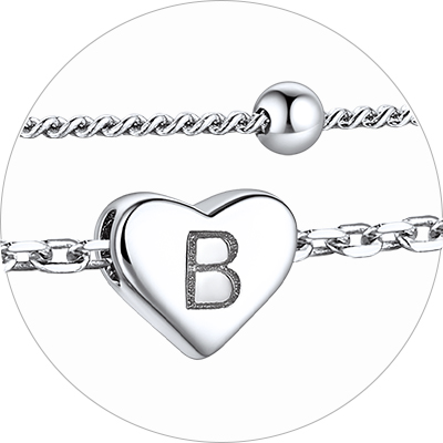 Layered Initial Heart Anklet