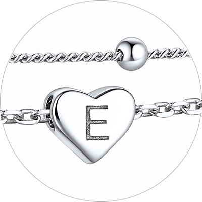 Layered Initial Heart Anklet