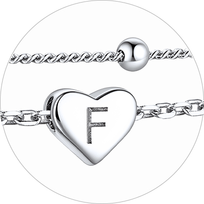 Layered Initial Heart Anklet