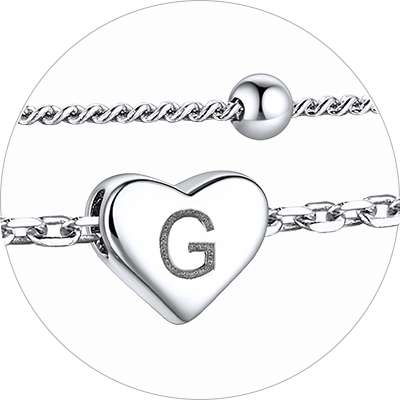 Layered Initial Heart Anklet