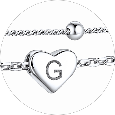 Layered Initial Heart Anklet