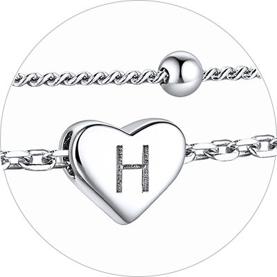 Layered Initial Heart Anklet