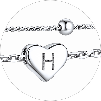 Layered Initial Heart Anklet