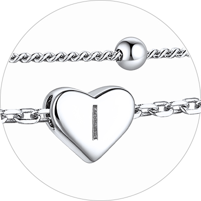 Layered Initial Heart Anklet
