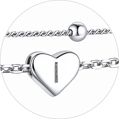 Layered Initial Heart Anklet