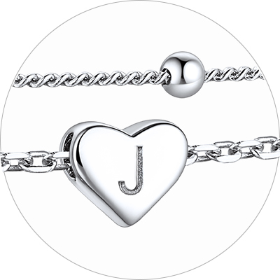 Layered Initial Heart Anklet