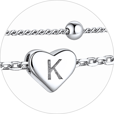 Layered Initial Heart Anklet