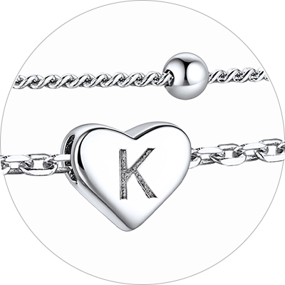 Layered Initial Heart Anklet