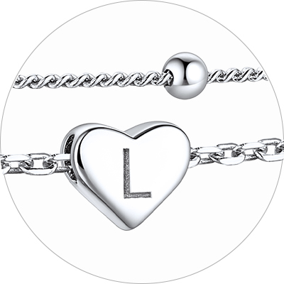 Layered Initial Heart Anklet