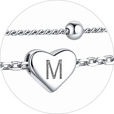 Layered Initial Heart Anklet