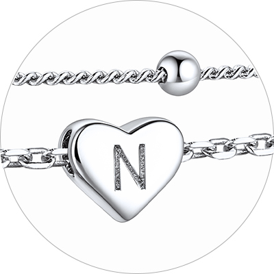 Layered Initial Heart Anklet