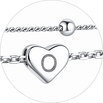 Layered Initial Heart Anklet