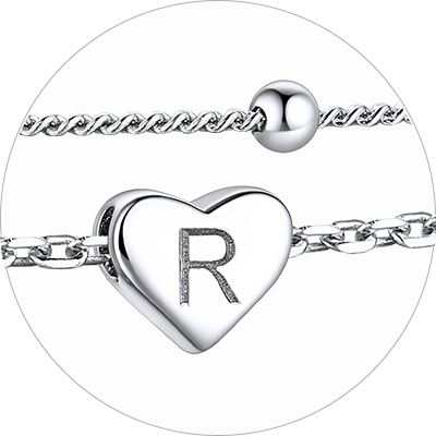Layered Initial Heart Anklet