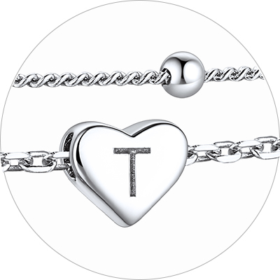 Layered Initial Heart Anklet
