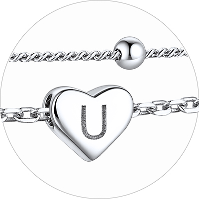 Layered Initial Heart Anklet