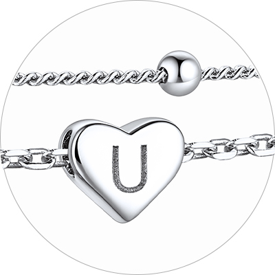 Layered Initial Heart Anklet