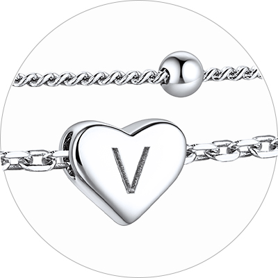 Layered Initial Heart Anklet