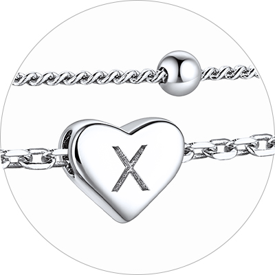 Layered Initial Heart Anklet