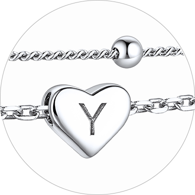 Layered Initial Heart Anklet