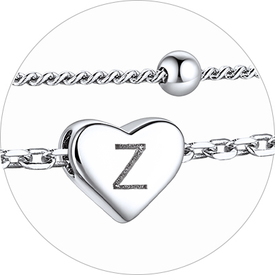 Layered Initial Heart Anklet