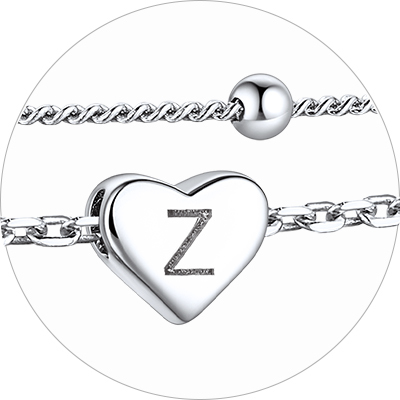 Layered Initial Heart Anklet