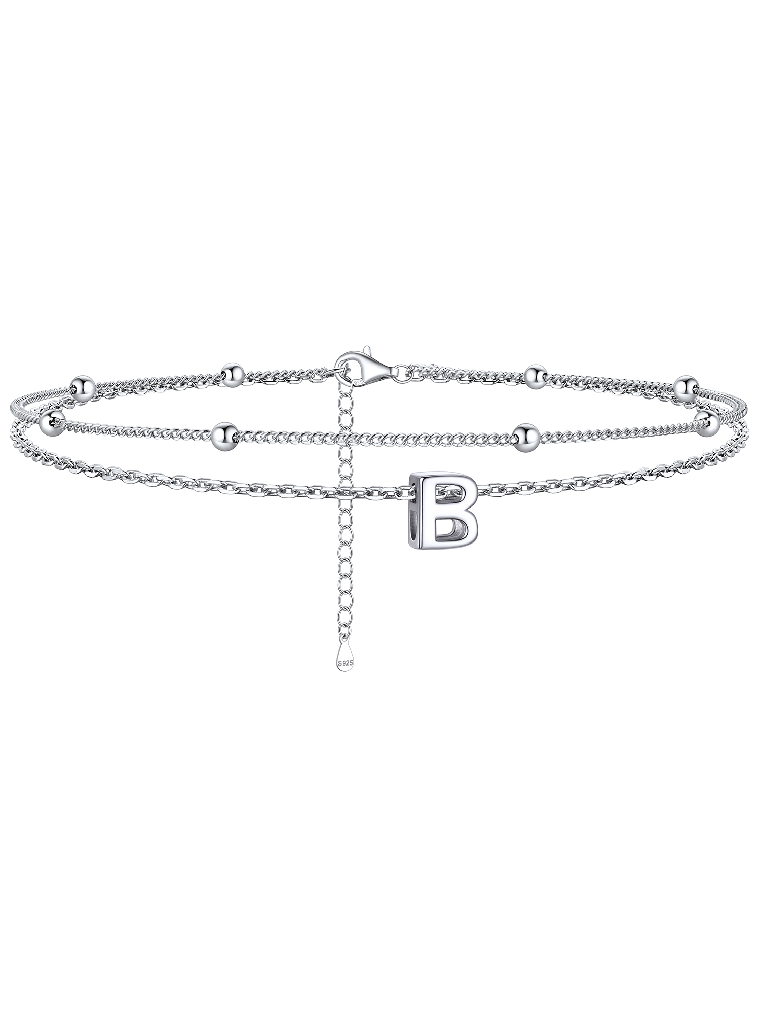 Dainty Layered Waterproof Initial Anklets