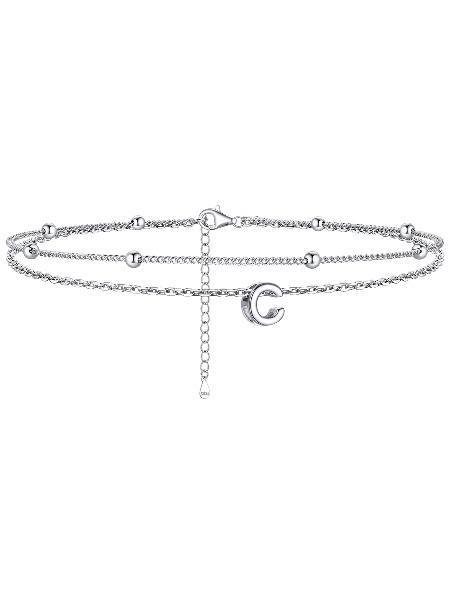 Dainty Layered Waterproof Initial Anklets