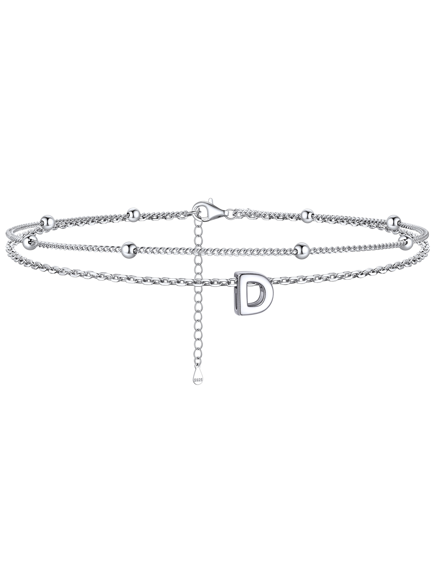 Dainty Layered Waterproof Initial Anklets