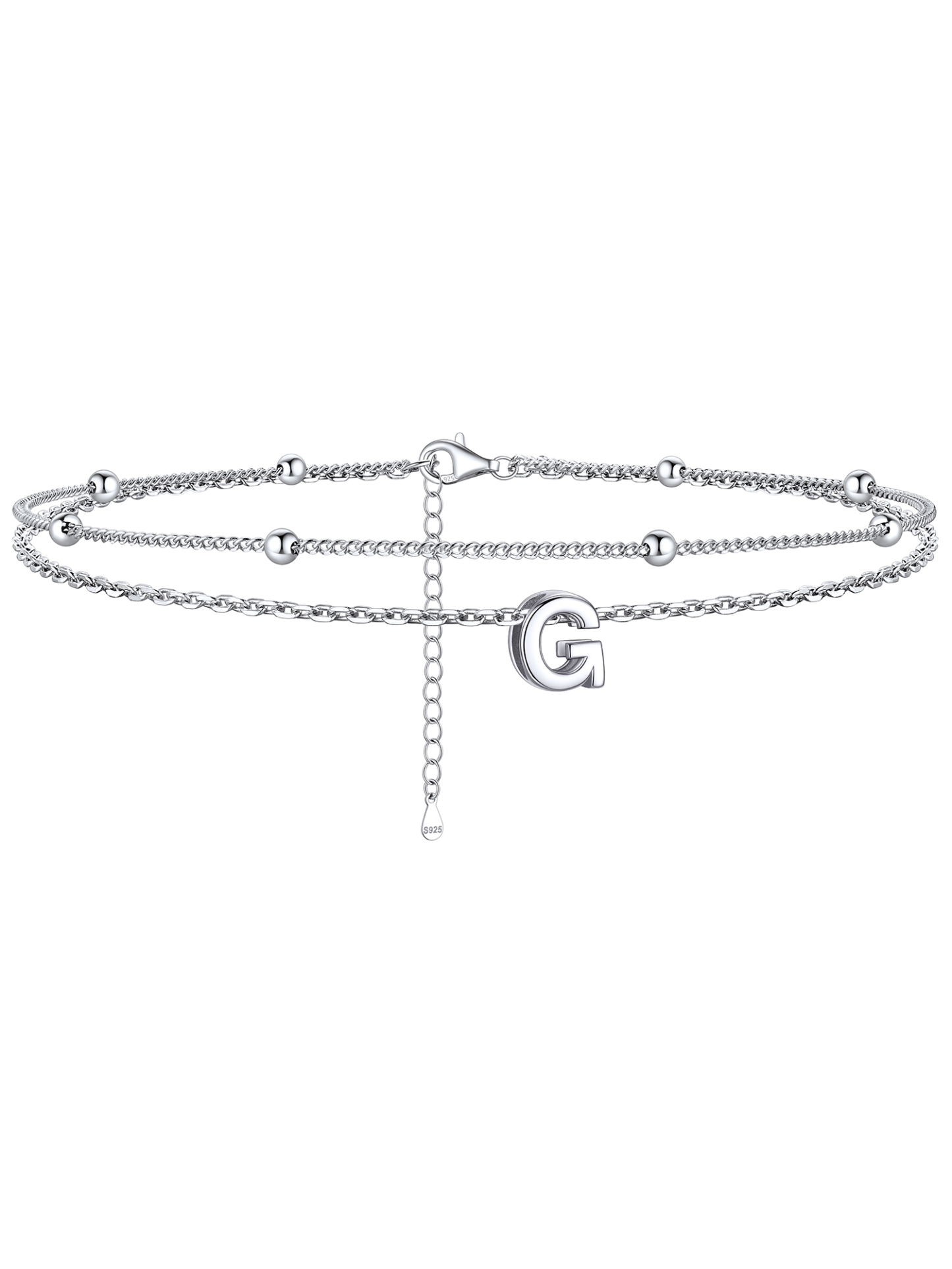 Dainty Layered Waterproof Initial Anklets