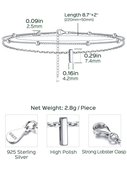 Dainty Layered Waterproof Initial Anklets Details: Dimensions, Hypoallergenic, Lobster-Claw-Clasps