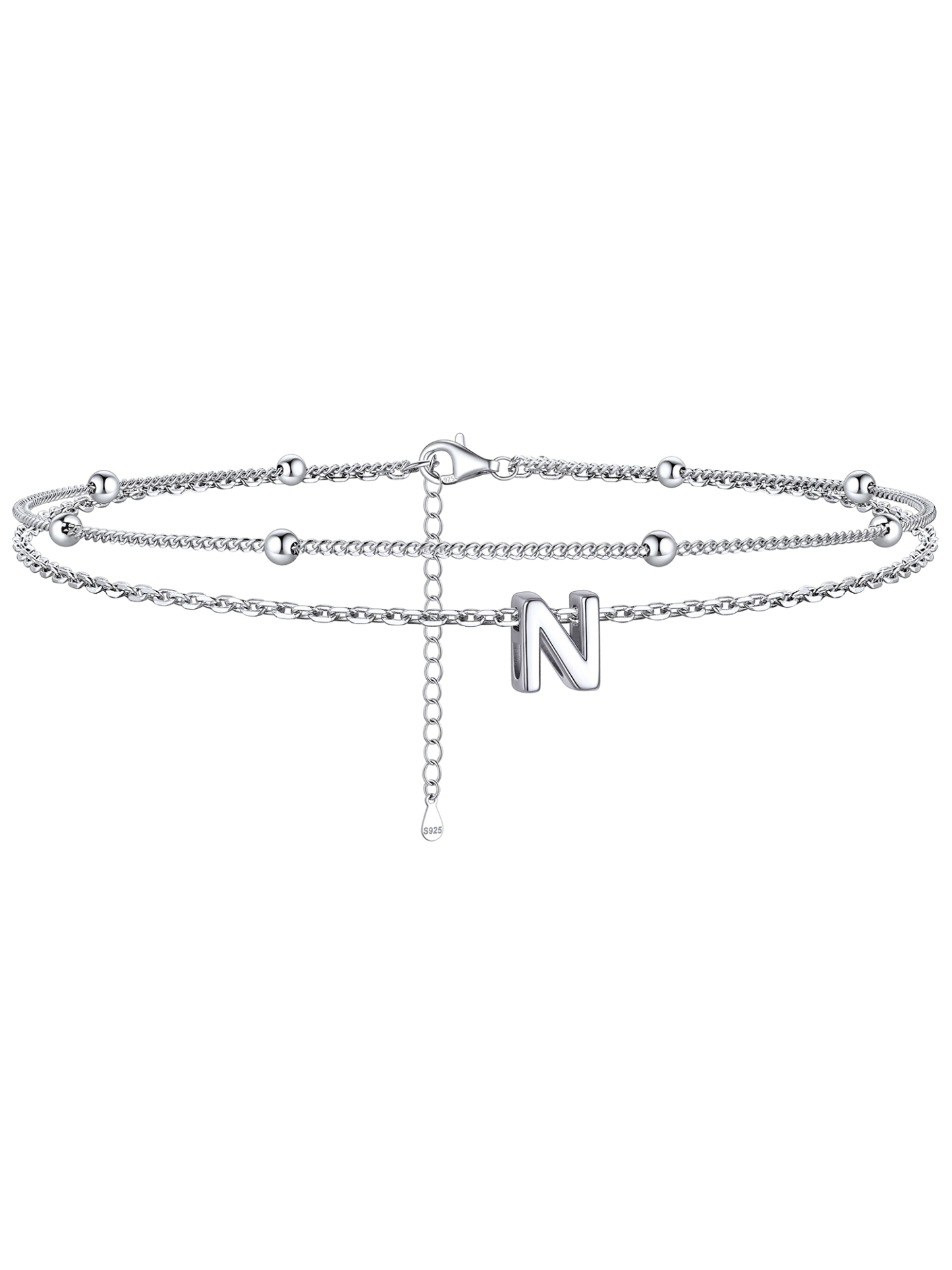 Dainty Layered Waterproof Initial Anklets