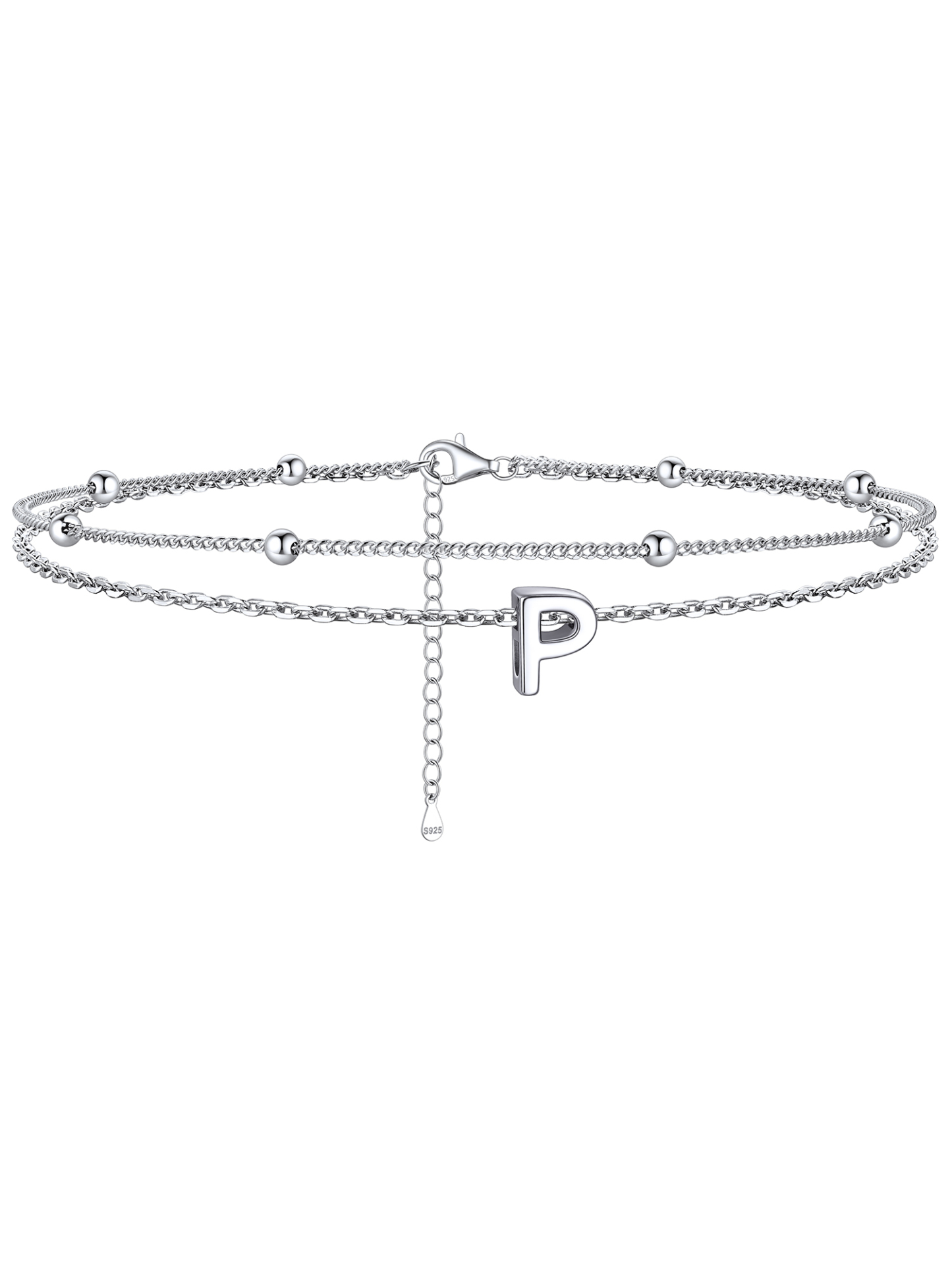 Dainty Layered Waterproof Initial Anklets