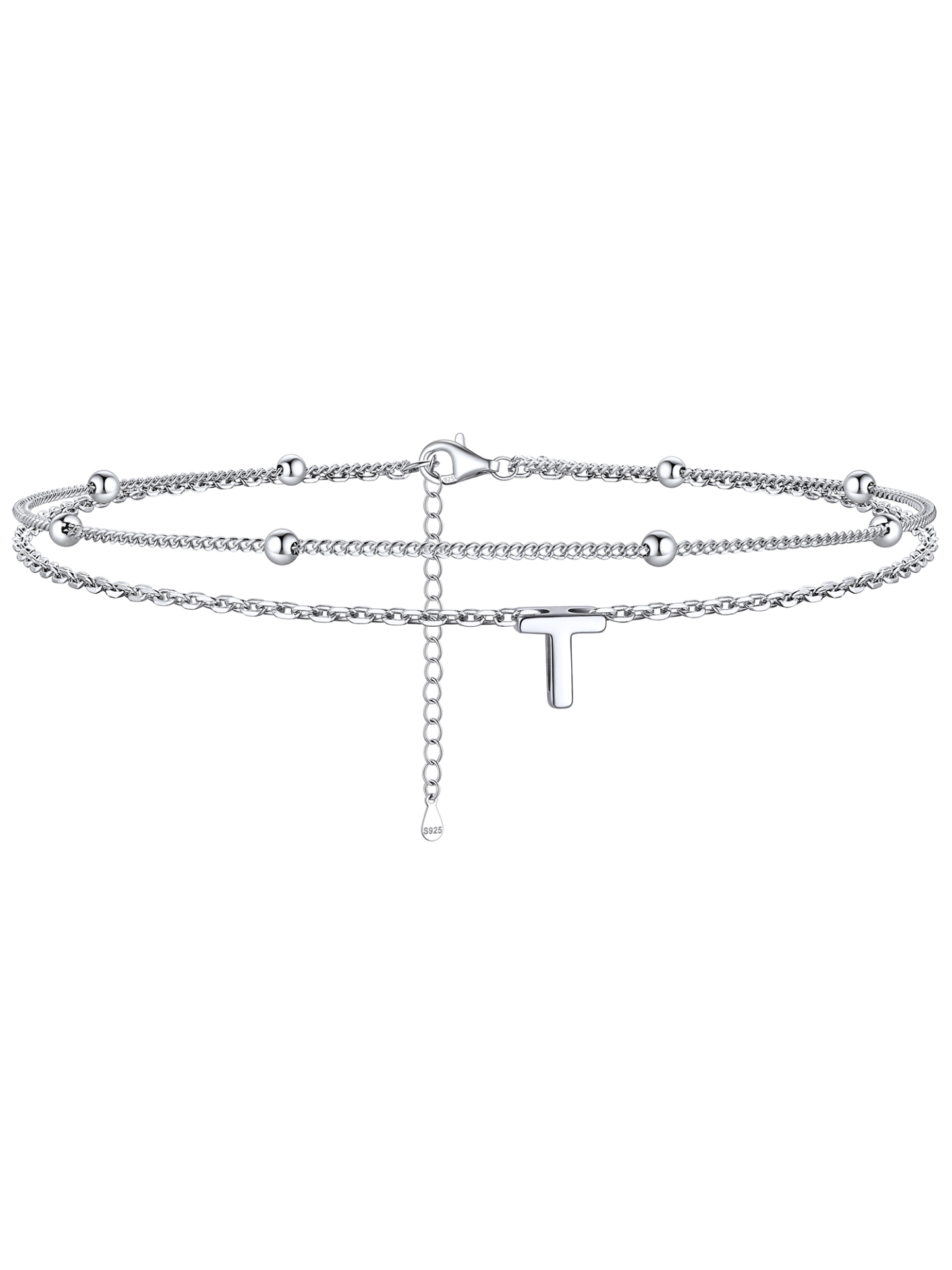 Dainty Layered Waterproof Initial Anklets