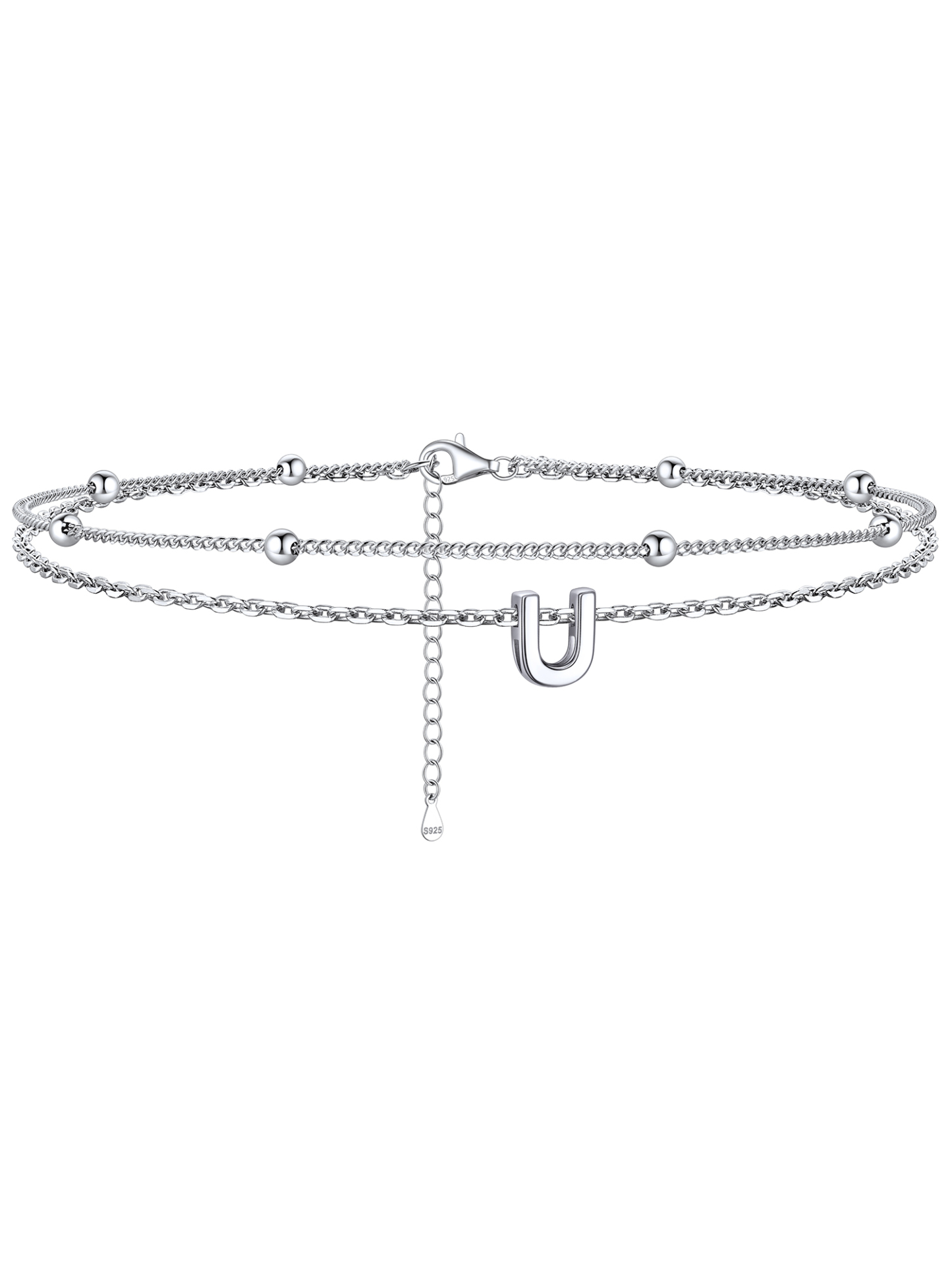Dainty Layered Waterproof Initial Anklets