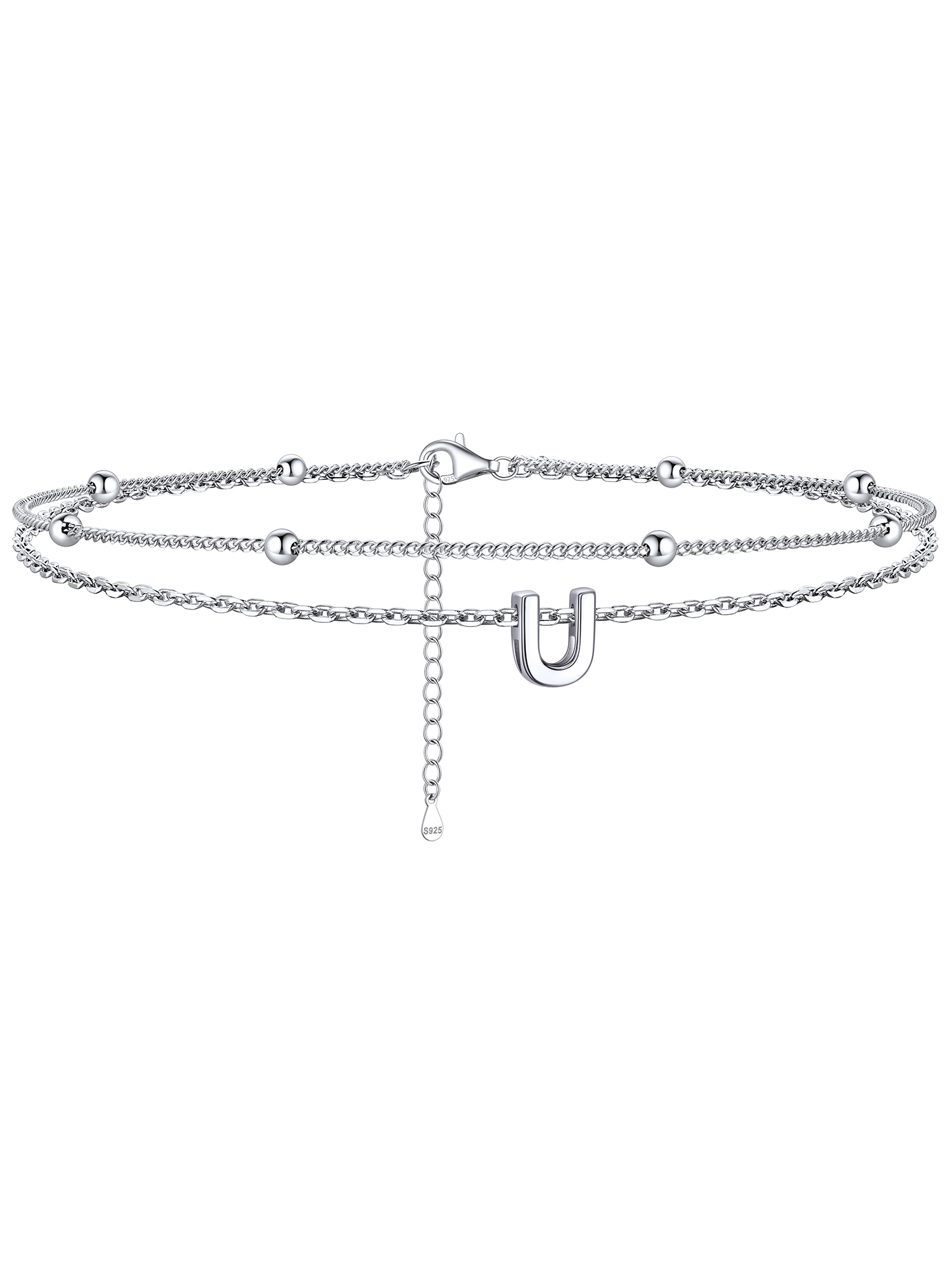 Dainty Layered Waterproof Initial Anklets